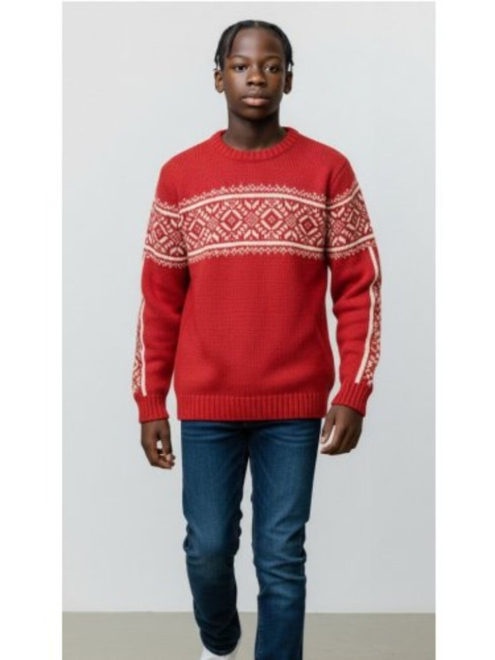 HANNA ANDERSSON Red White Knit Pullover Sweater Boys 120 Size 6-7